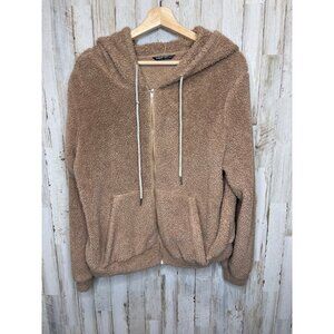 Shein medium fuzzy brown zip up jacket